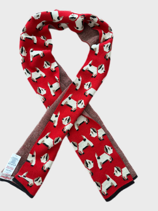 Cath Kidston Red Dog Print Knitted Winter Scarf