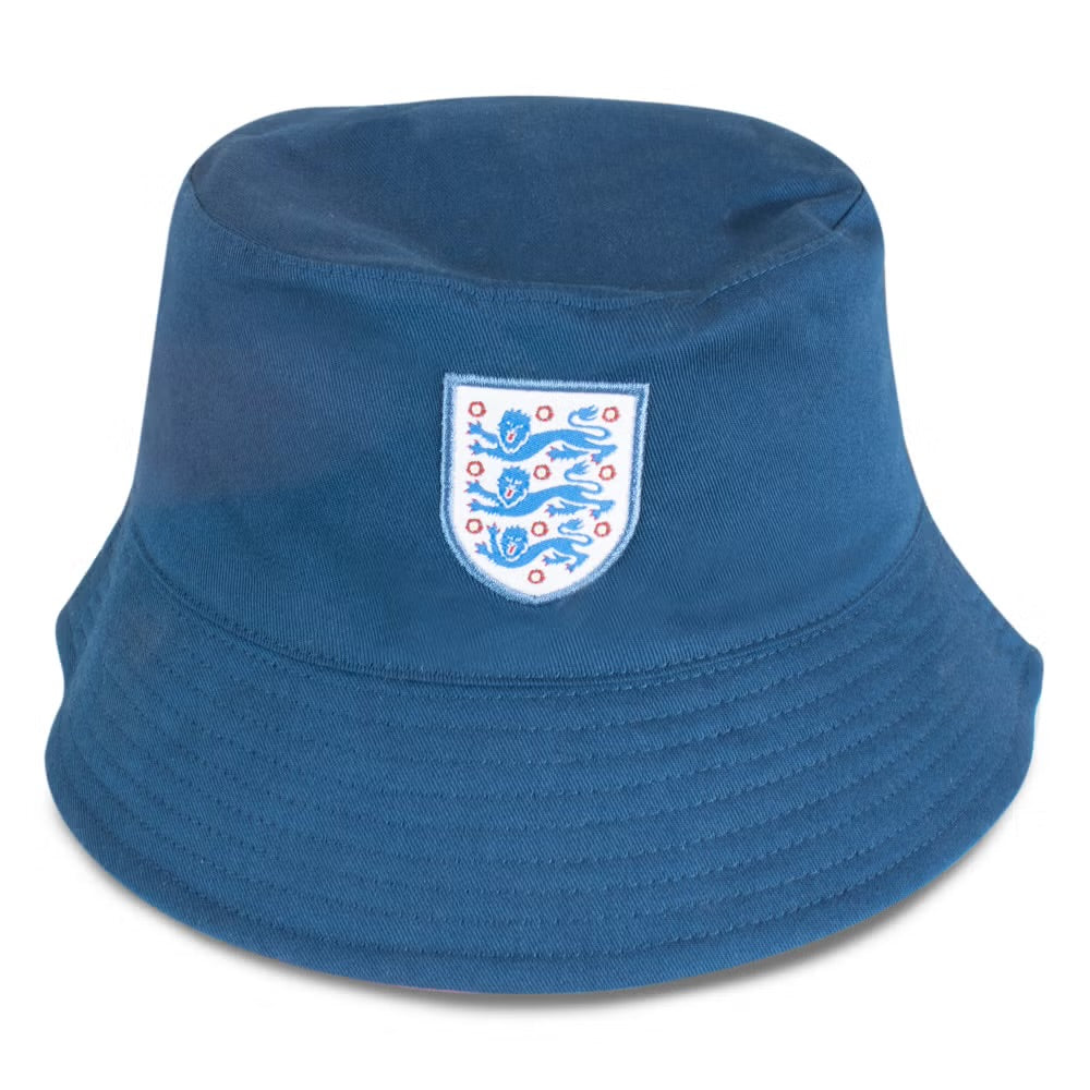 Official England Reversible Navy Blue Pattern Bucket Hat FA - One Size Unisex Adults