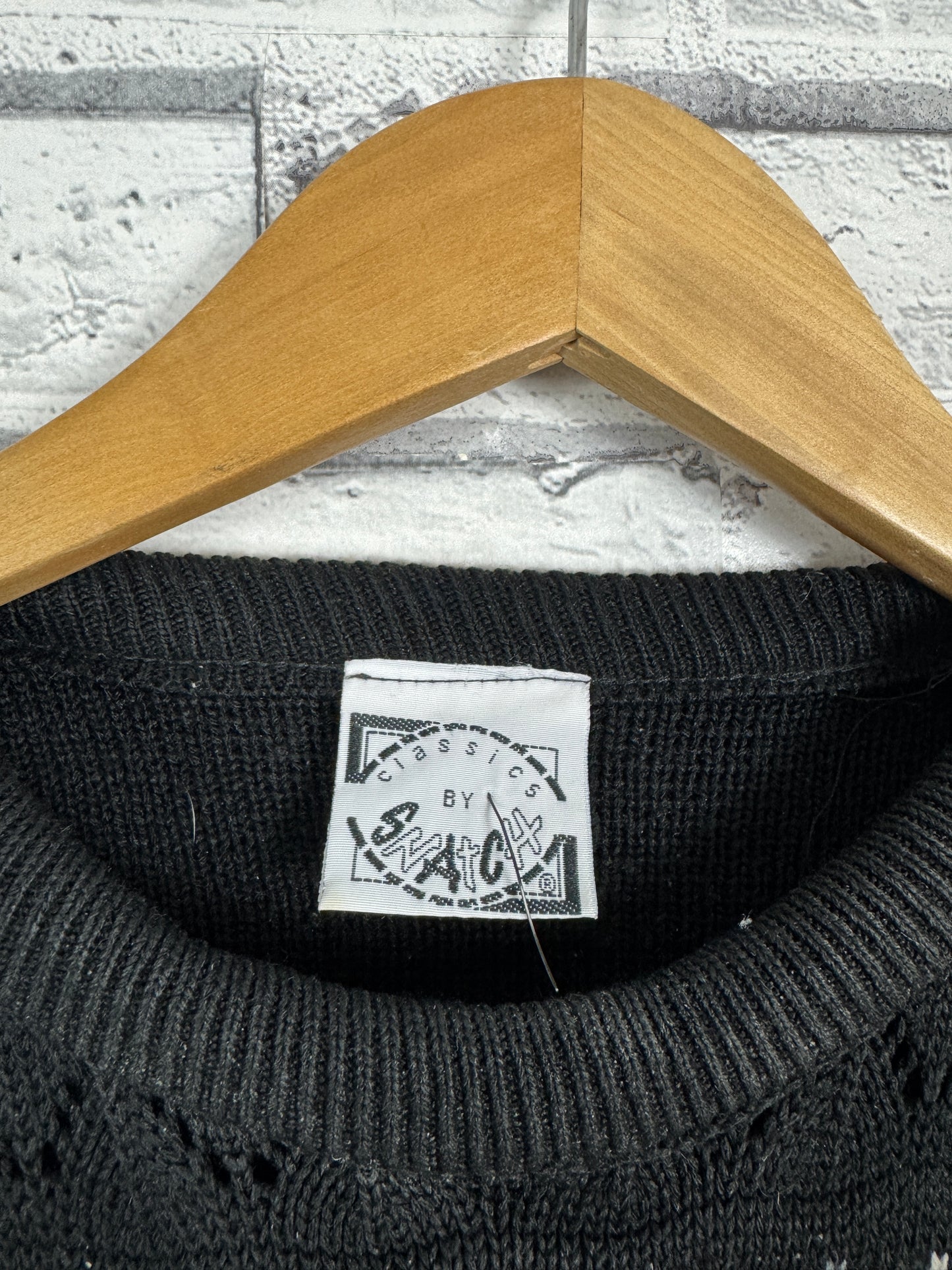 Vintage Dark Academia Black 90s Pattern Jumper XL