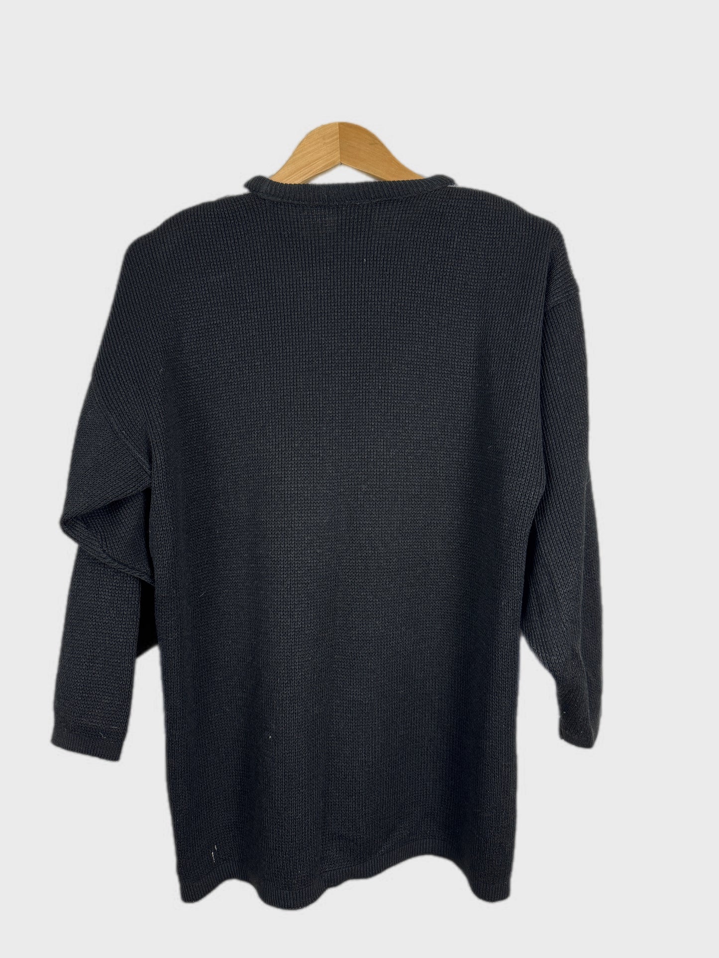 Vintage Dark Academia Black 90s Pattern Jumper XL