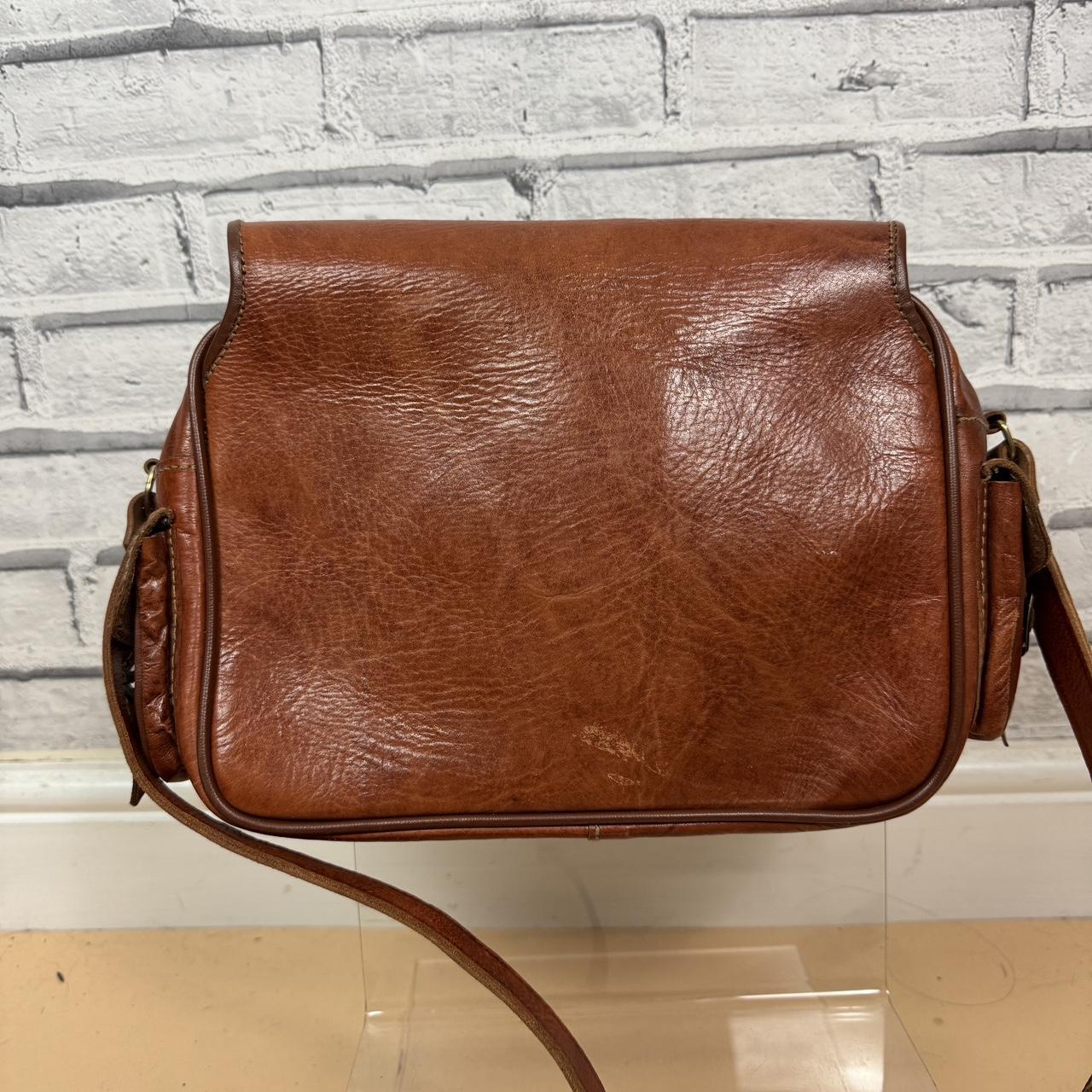 Beautiful Vintage Tan Brown Leather Satchel Shoulder Bag