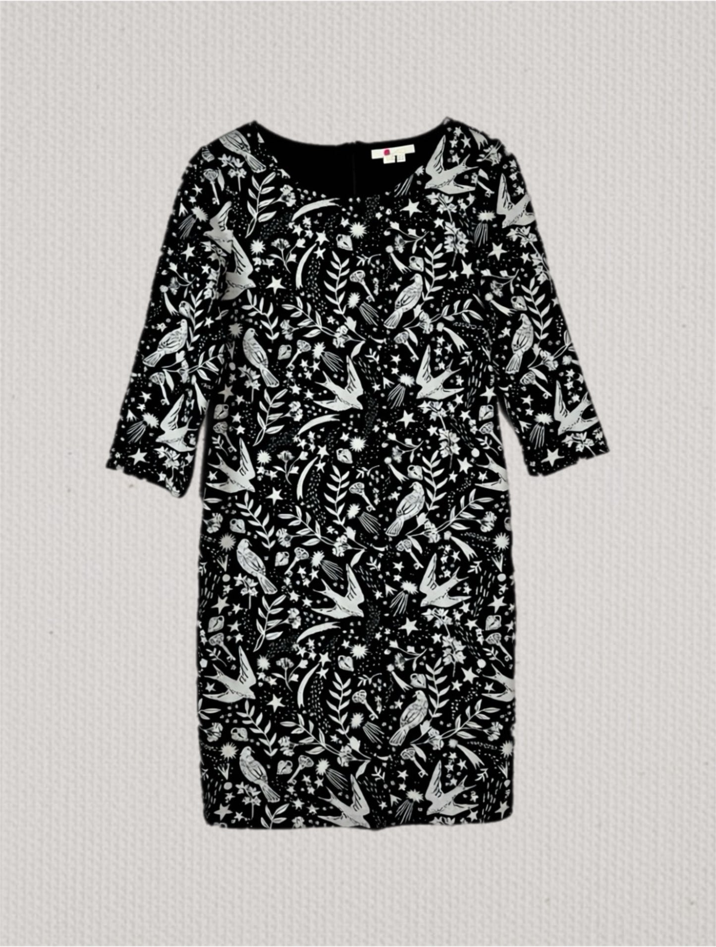 Boden Winifred Black Jersey Mystical Woodland Print Dress - Size 12