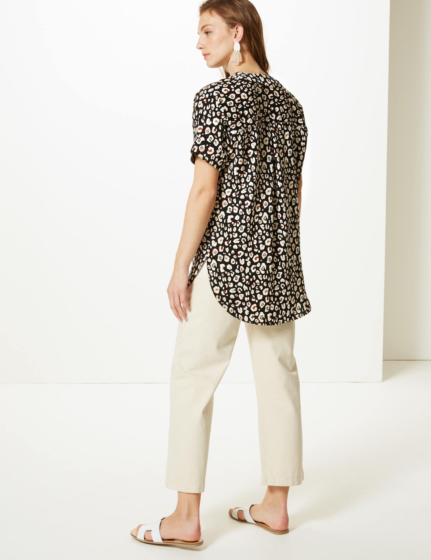 M&S Collection Leopard Print Tunic Blouse Top - Size 14