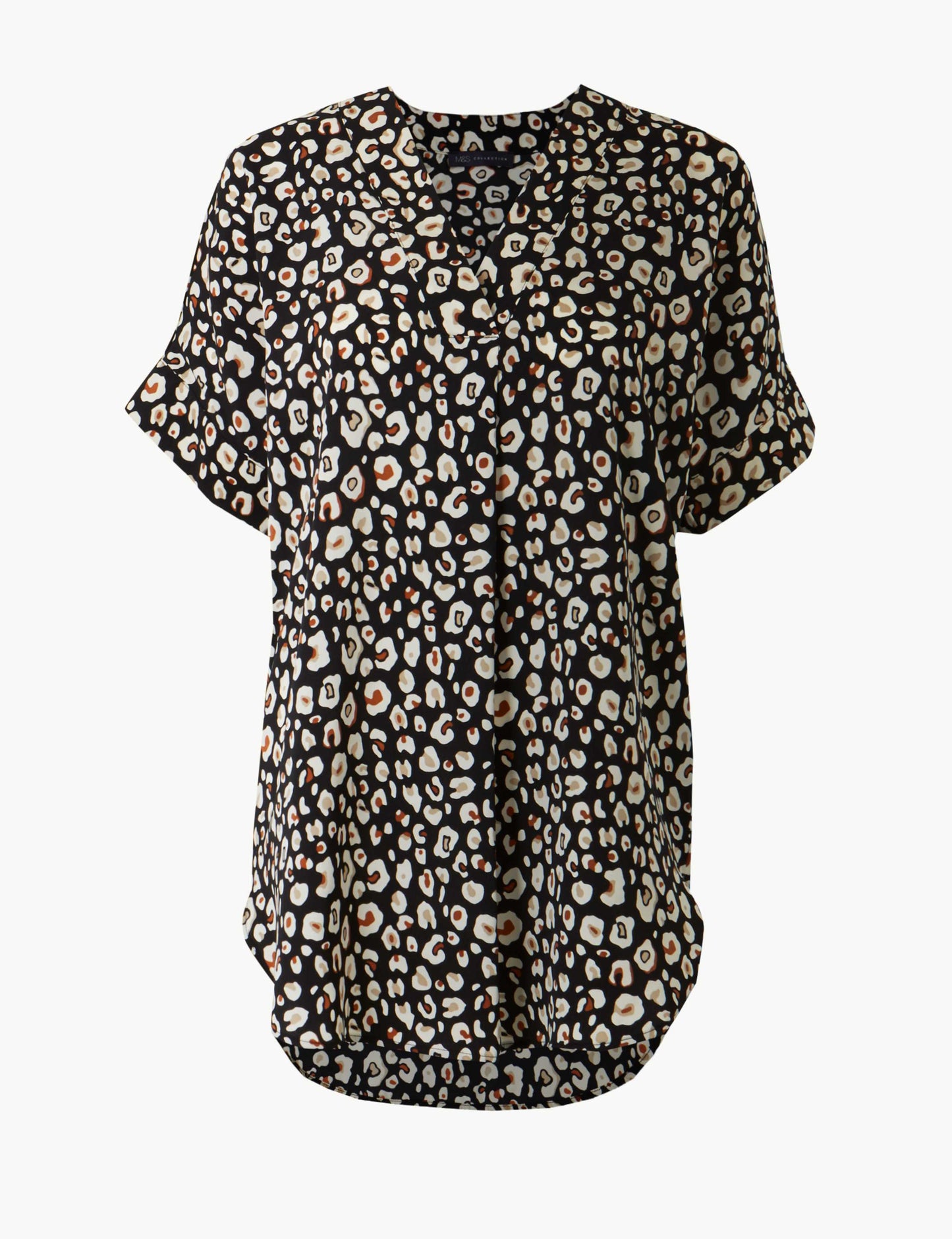 M&S Collection Leopard Print Tunic Blouse Top - Size 14