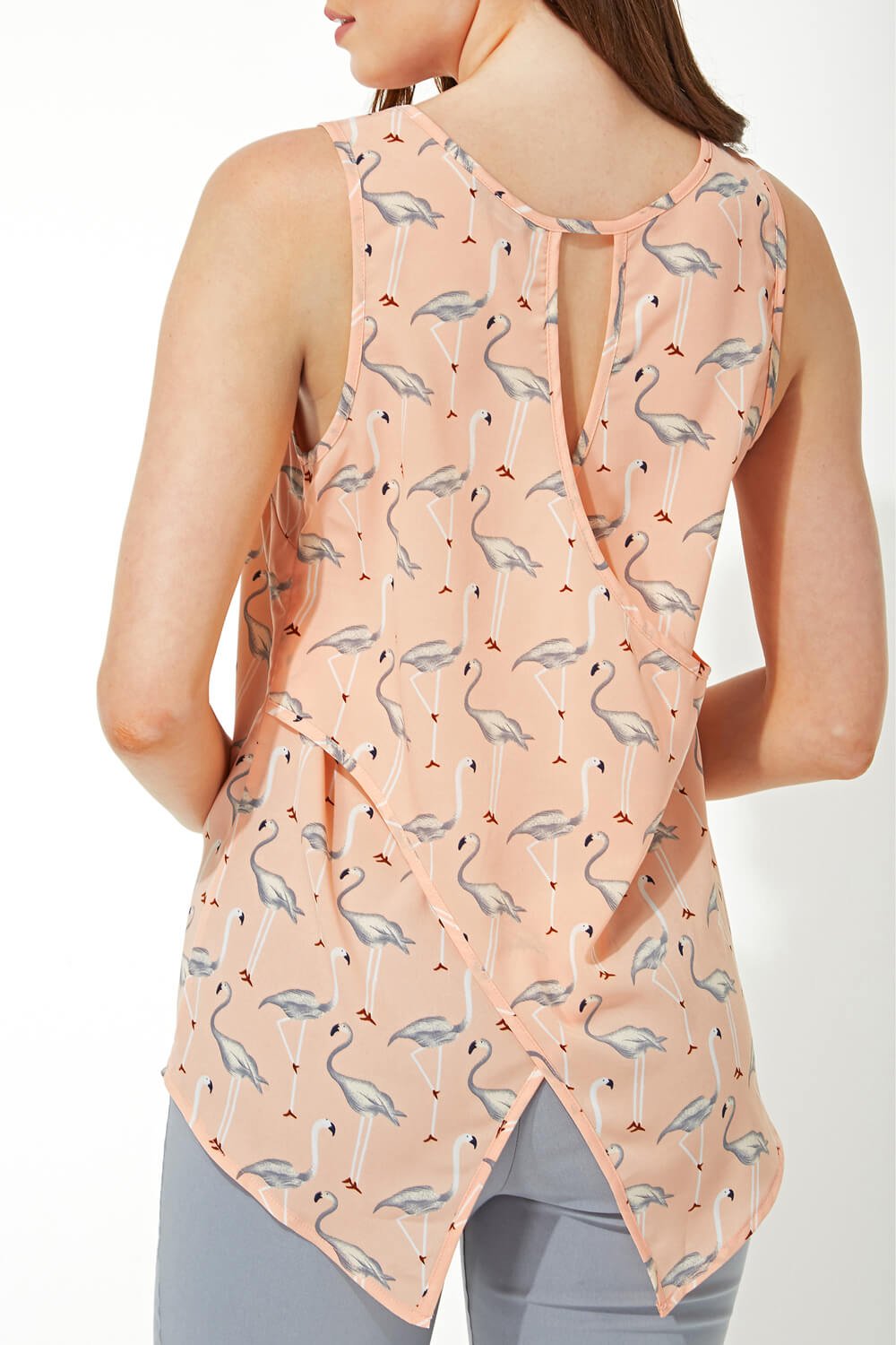 Roman Pink Flowy Flamingo Print Blouse Top - Size 14