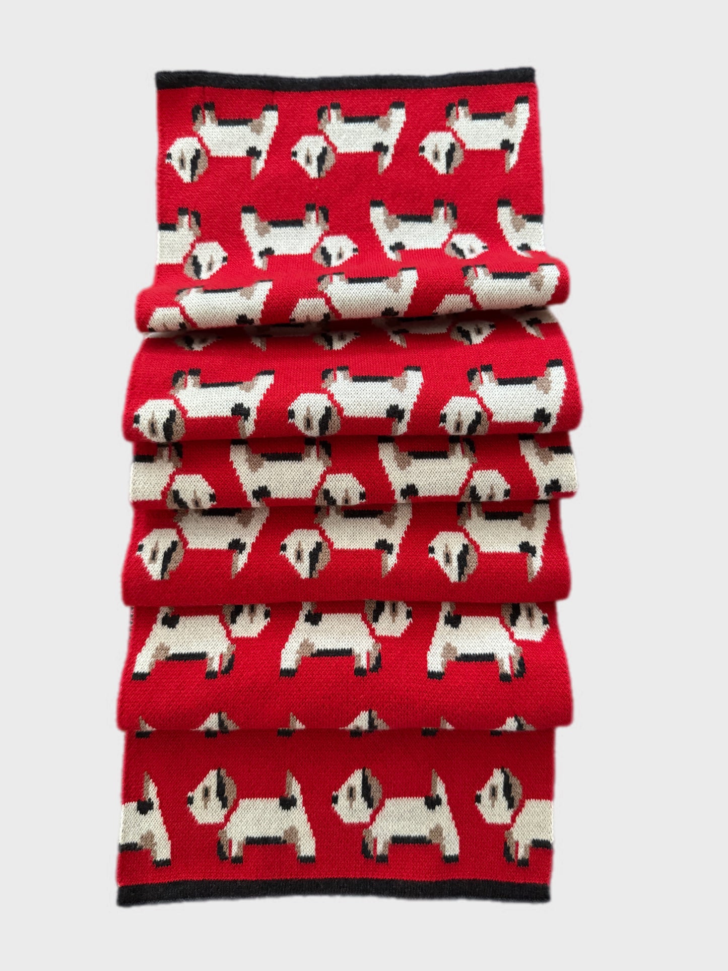 Cath Kidston Red Dog Print Knitted Winter Scarf