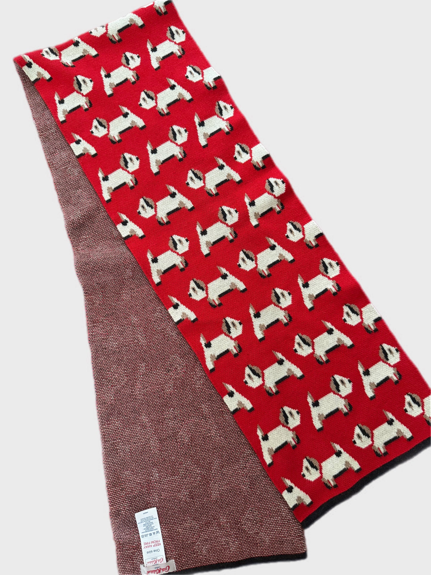Cath Kidston Red Dog Print Knitted Winter Scarf