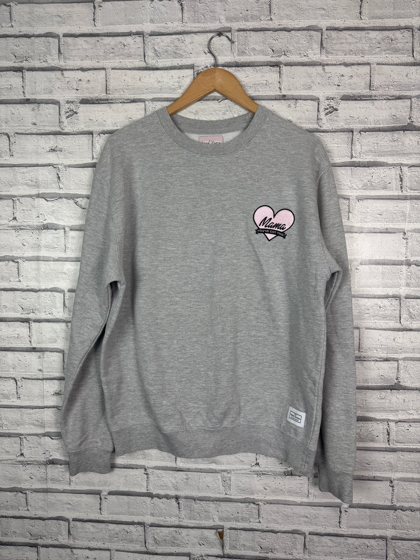 The Tired Mama Collection - Mama You’ve Got This - Applique Heart Patch Badge Sweatshirt