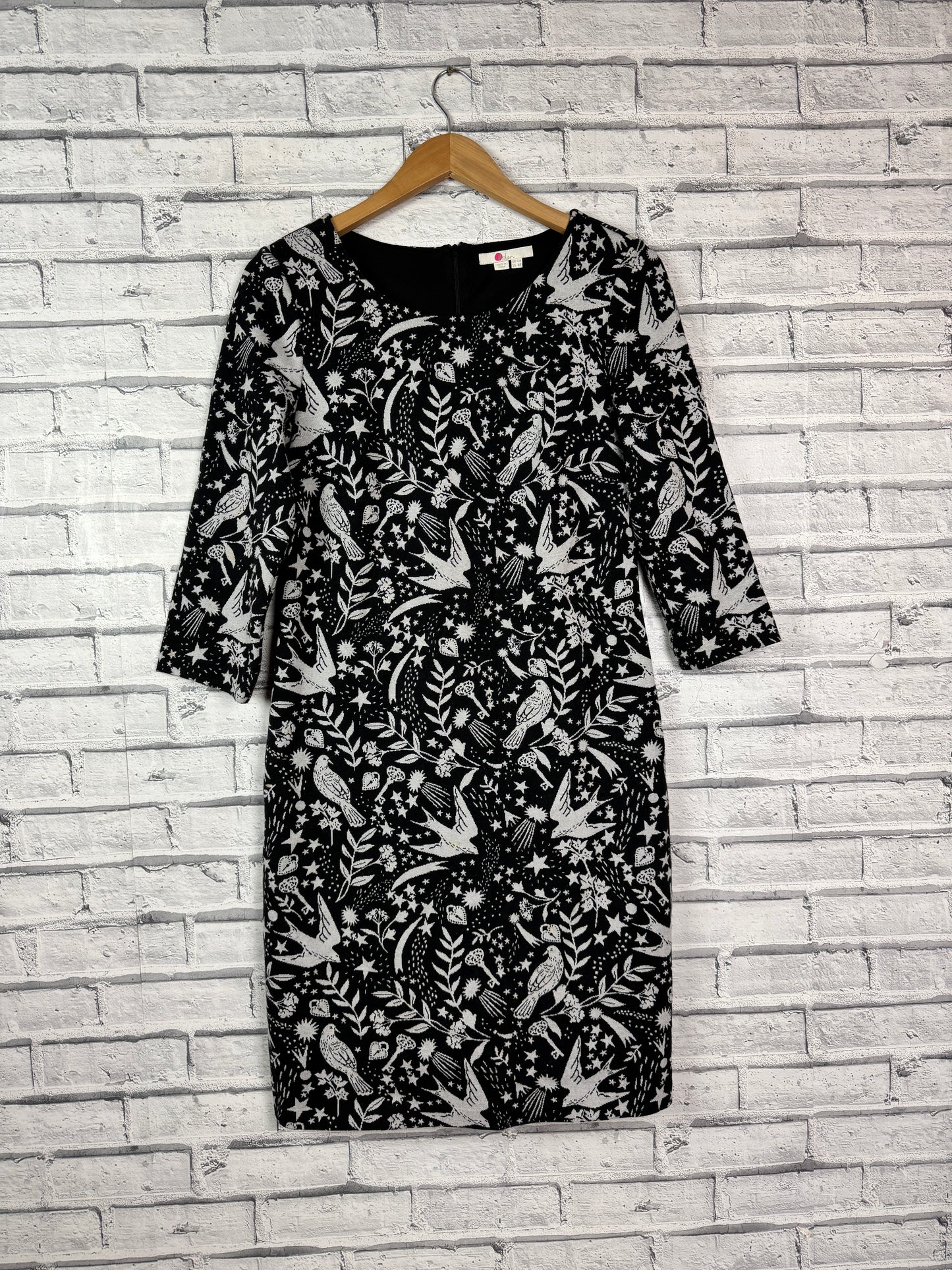 Boden Winifred Black Jersey Mystical Woodland Print Dress - Size 12