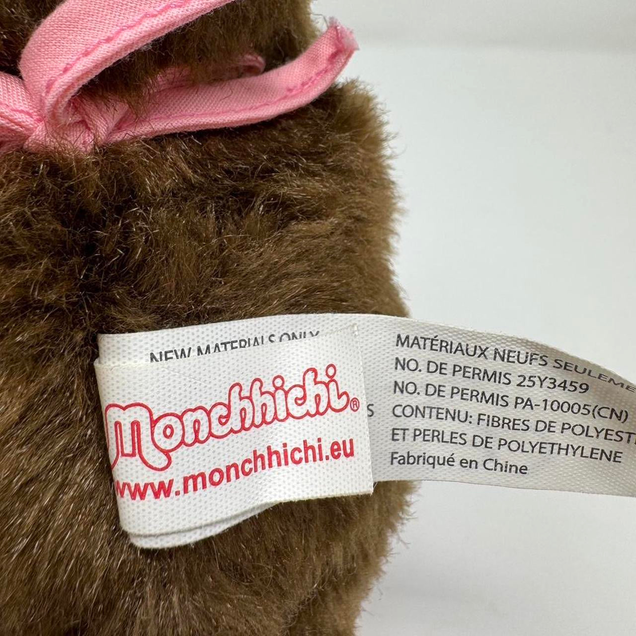 Monchhichi Plush Doll Classic Girl 7” Brown Pink Bib Collectable Kawaii Cute