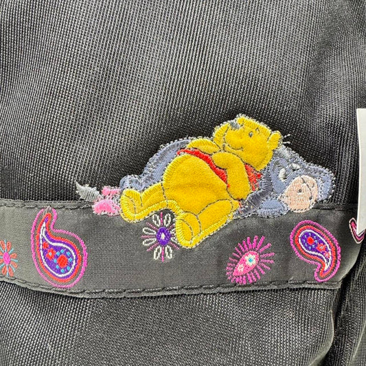 90s Vintage Black Winnie The Pooh Disney Embroidered Paisley Eeyore Backbag Bag