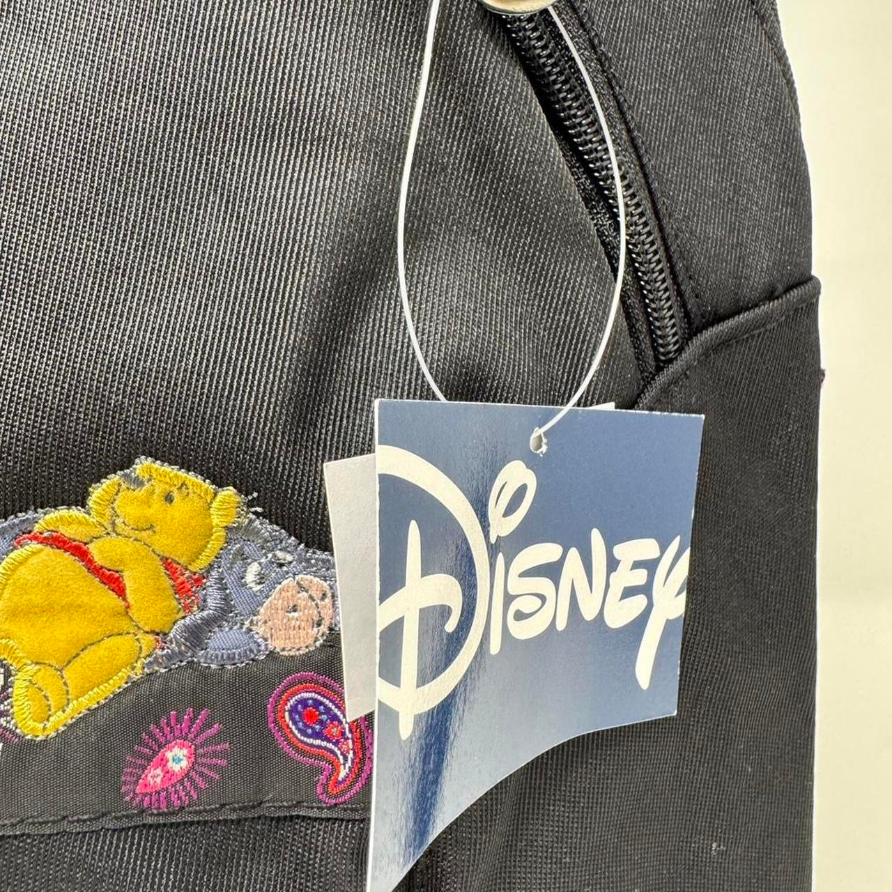 90s Vintage Black Winnie The Pooh Disney Embroidered Paisley Eeyore Backbag Bag