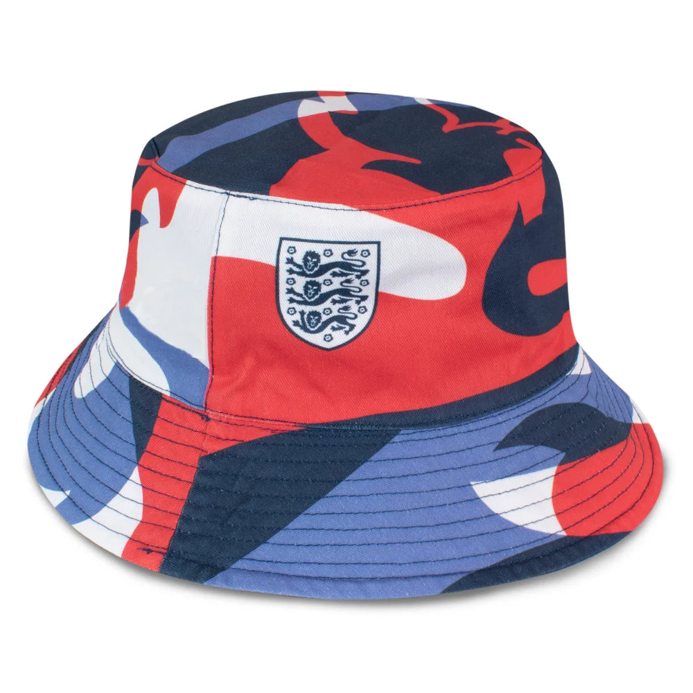 Official England Reversible Navy Blue Pattern Bucket Hat FA - One Size Unisex Adults
